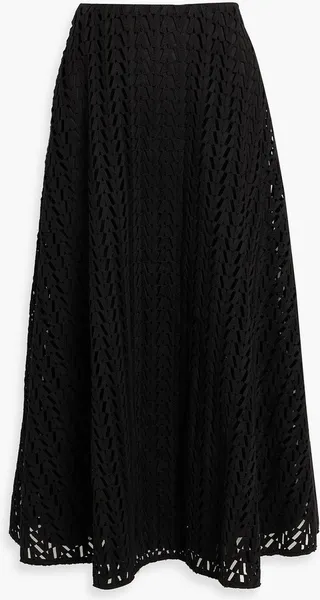 Open-knit cotton-blend midi skirt