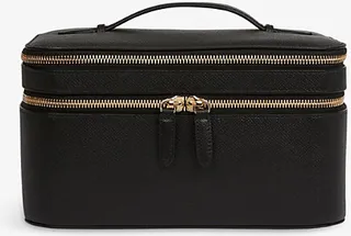 Womens Black Panama Double-zip Leather Vanity Case