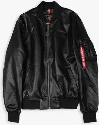 Ma-1 Vf Vegan Leather Black vegan leather bomber jacket - MA-1 vf vegan leather