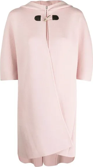Knitted Toggle-Fastening Short-Sleeve Cape