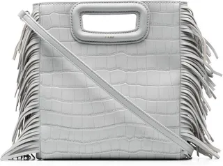 croc-effect M fringed bag