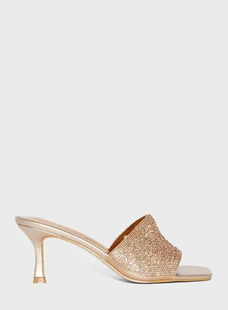 One Strap Mid Heel Sandals