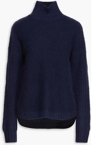 Jacquard-knit cashmere turtleneck sweater
