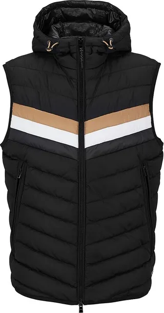 Water Repellent Hooded Gilet With Signature Stripe