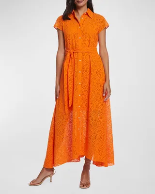 Vivienne Belted Eyelet Maxi Dress