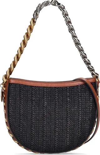 Small woven canvas shoulder bag