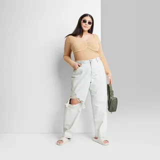 Women's High-Rise Straight Dad Jeans - Wild Fable™ Light Wash 16