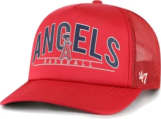 Men's '47 Brand Red Los Angeles Angels Backhaul Foam Trucker Snapback Hat
