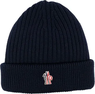 Ribbed-Knit Logo-Patch Beanie Hat