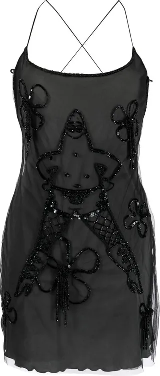 Patrick-embellished tulle mini dress