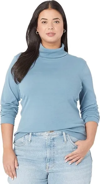 Three Dots Heritage Rib Long Sleeve Turtleneck (Captain's Blue) Women's Sweater