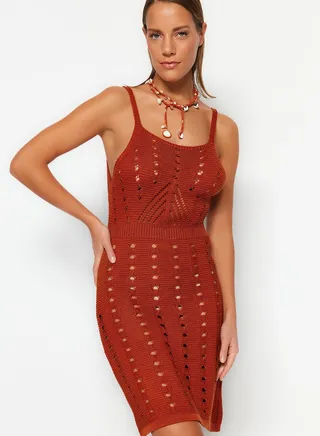 Openwork Knitted Beach Dress