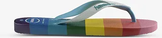 Womens Blue Top Pride Rainbow-print Rubber Flip Flops