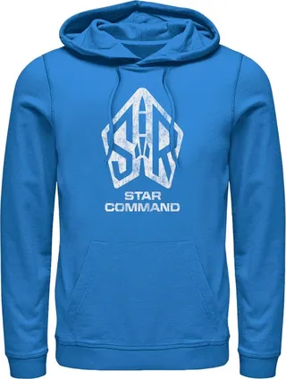 Men's Lightyear Star Command Distressed Logo Pull Over Hoodie - Royal Blue - 3X Large