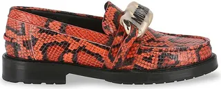 Chain Group Python Embossed Leather Bit Loafers