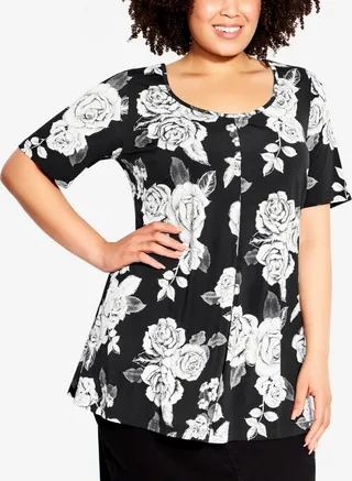 Avenue Plus Size Luv Pleat Front Tunic