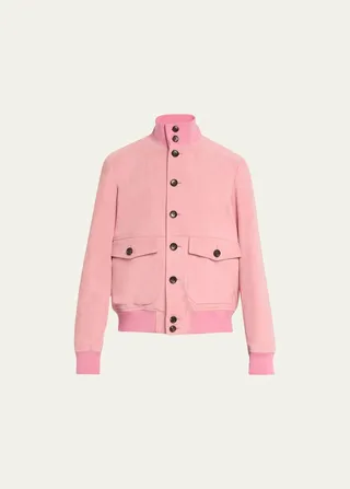 Men's Suede Bomber Jacket