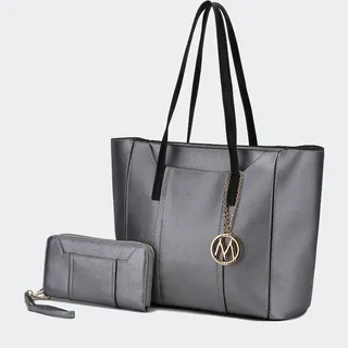 MKF Collection by Mia K Dinah Light Weight Tote Handbag with Wallet - Grey