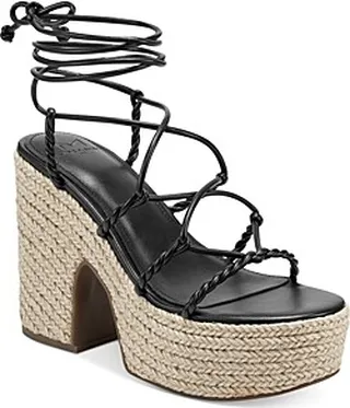 Marc Fisher Ltd. Women's Oliver Lace Up Ankle Tie Espadrille Platform Wedge Sandals