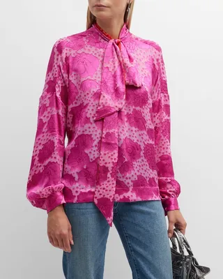 Aurora Floral Tie Neck Blouse