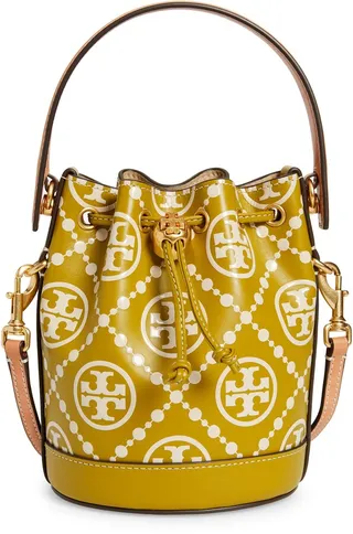 T Monogram Embossed Bucket Bag