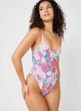 High Leg Printed Swimsuit