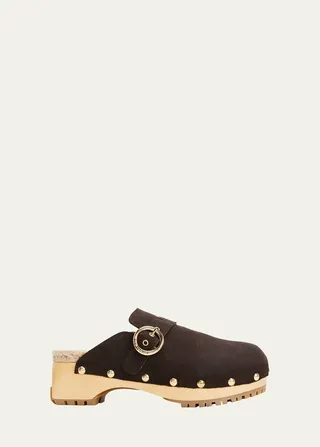 Viviane Suede Buckle Mule Clogs