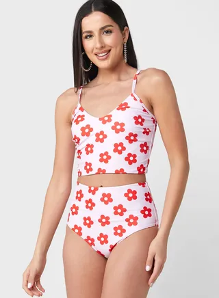 Longline Printed Bikini Set