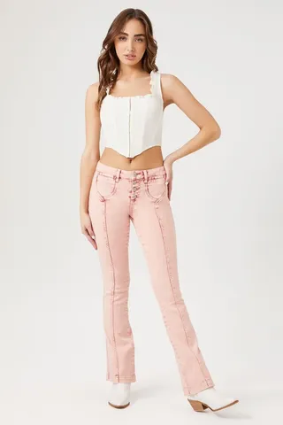 Seamed Mid-Rise Bootcut Jeans