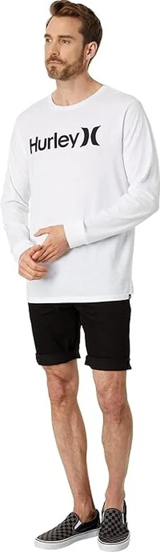 Hurley One Only Solid Long Sleeve Tee (White) Men's Clothing