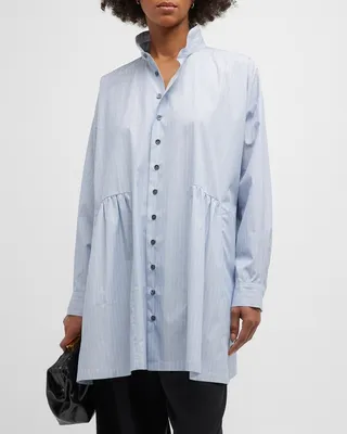 Pleated Layer Button-Front Shirt