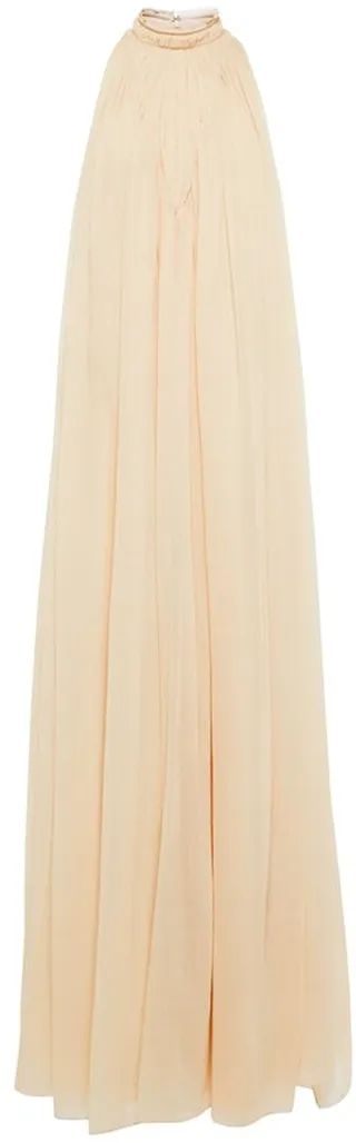 Halterneck virgin wool gown