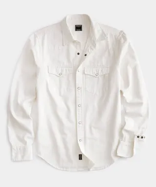 Cotton Twill Western Shirt In Bisque