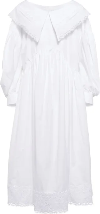 Lace-trimmed cotton dress