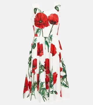 Floral cotton-blend midi dress