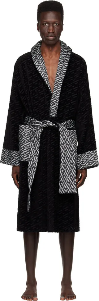 Versace Underwear Black 'La Greca' Robe
