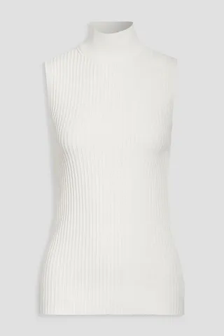 Ribbed-knit turtleneck top