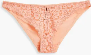 Lace and stretch-jersey mid-rise briefs