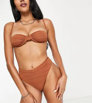 Rhythm Marle high waist bikini bottoms in rust