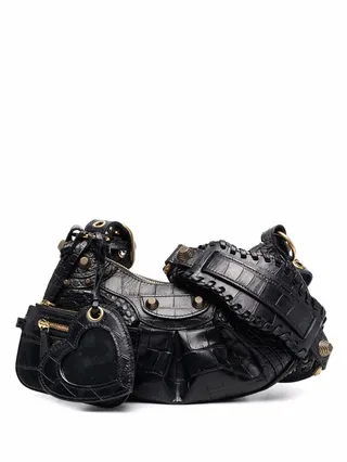 Le Cagole crocodile-embossed shoulder bag