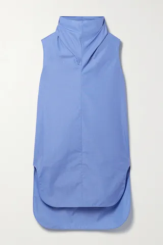The Row - Almora Draped Cotton-poplin Tunic - Blue