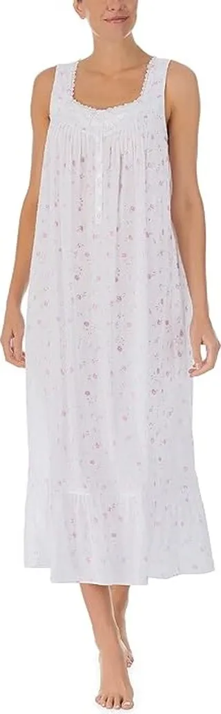 Eileen West Sleeveless Ballet Gown (White Ground Roses) Women's Pajama