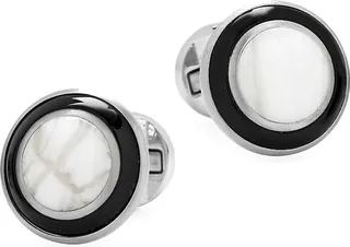 Ox & Bull Trading Co. Jade & Onyx Ring Stainless Steel Cufflinks