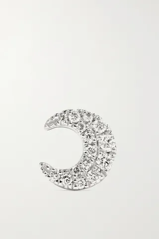 MARIA TASH - Moon 18-karat White Gold Diamond Earring - One size