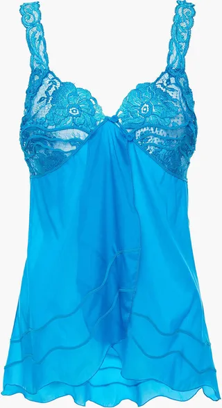 Leavers lace and silk-blend voile camisole
