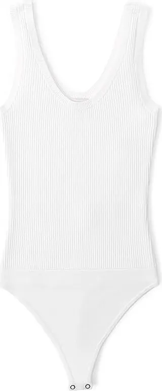 Abercrombie & Fitch Ottoman U-Neck Bare Bodysuit (White) Women's Jumpsuit & Rompers One Piece