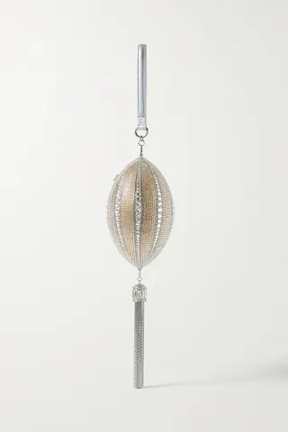 JUDITH LEIBER COUTURE - Oval Drop Crystal-embellished Silver-tone Clutch - Gold