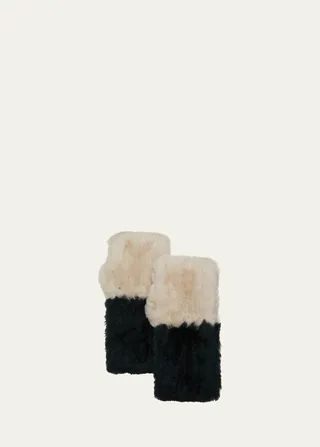 Two-Tone Shearling Fingerless Gloves