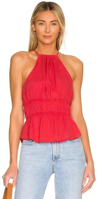 Smocked Waist Halter Top