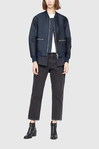 Layered Bomber Jacket in indigo